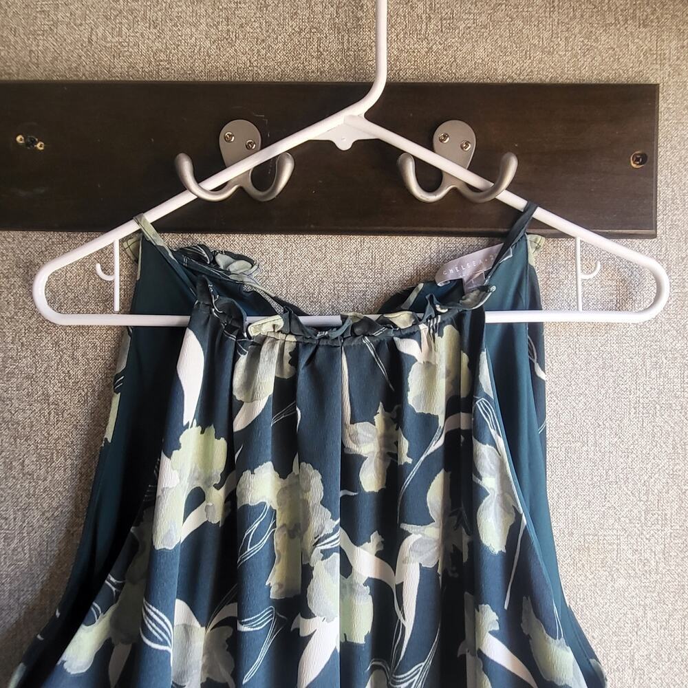 Chelsea28Green‎ Floral Maxi Dress  Halter Lg Wedding Modest Church Spring Event - Picture 4 of 8